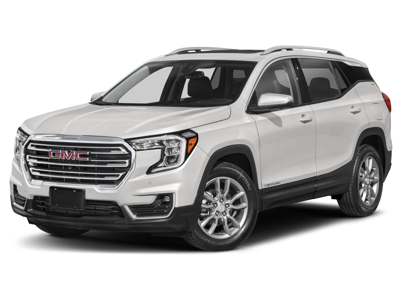2024 GMC Terrain SLT in Summit White — front three-quarter view