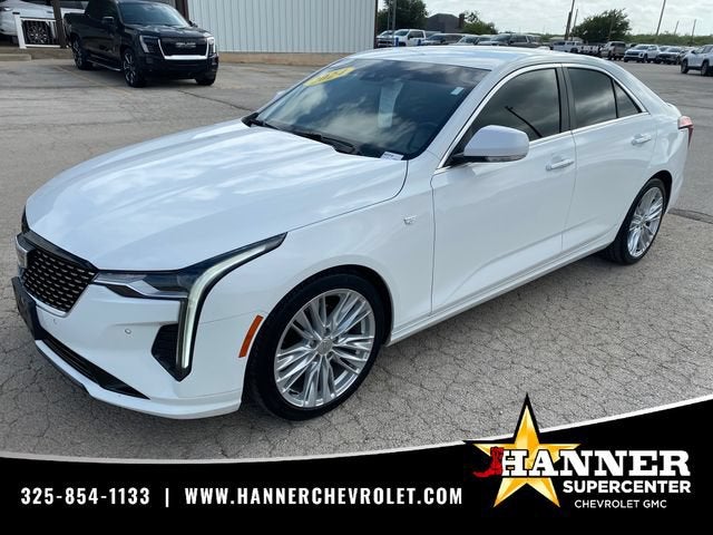 2024 Cadillac CT4 Premium Luxury in Summit White — front three-quarter view