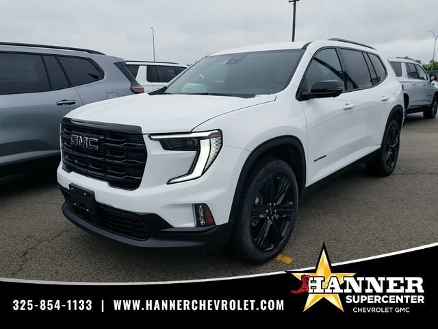 2026 GMC Acadia Elevation in Summit White — front three-quarter view