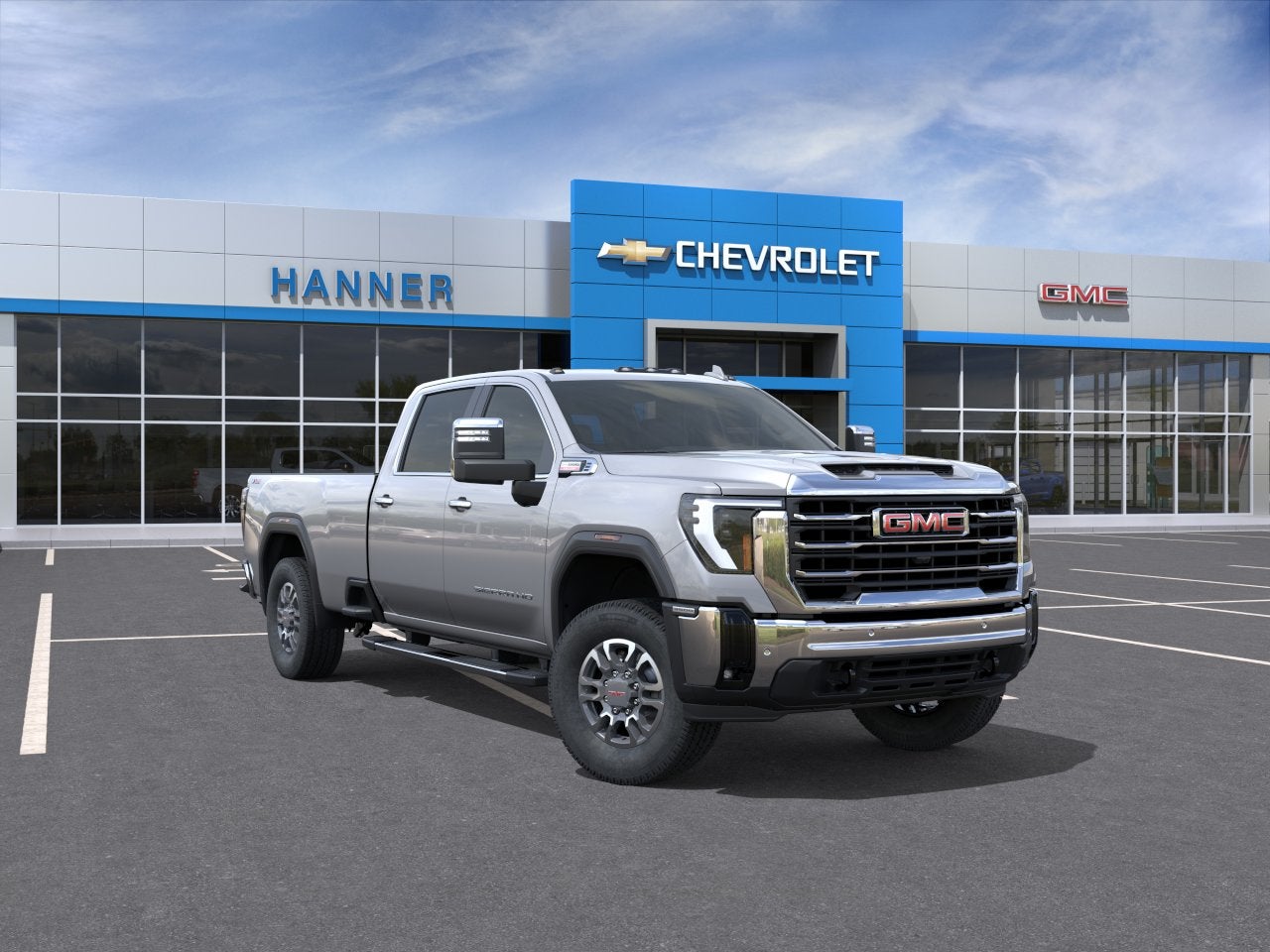 2026 GMC Sierra 3500 HD SLT in Sterling Metallic — front three-quarter view