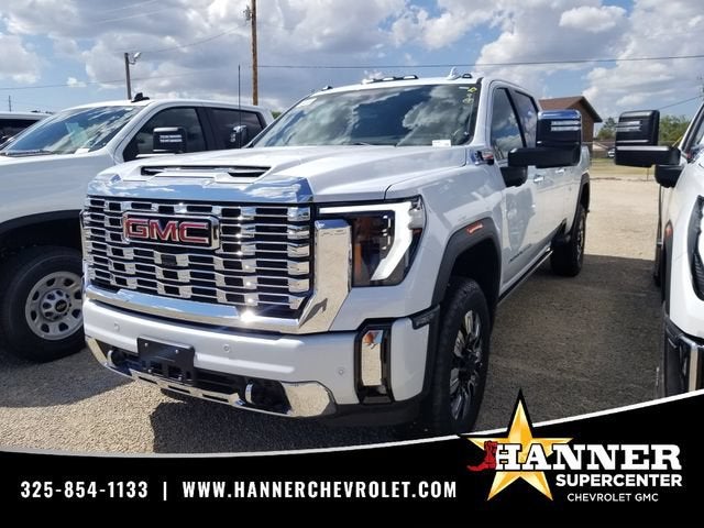 2026 GMC Sierra 3500 HD Denali in Glacier White Tricoat — front three-quarter view