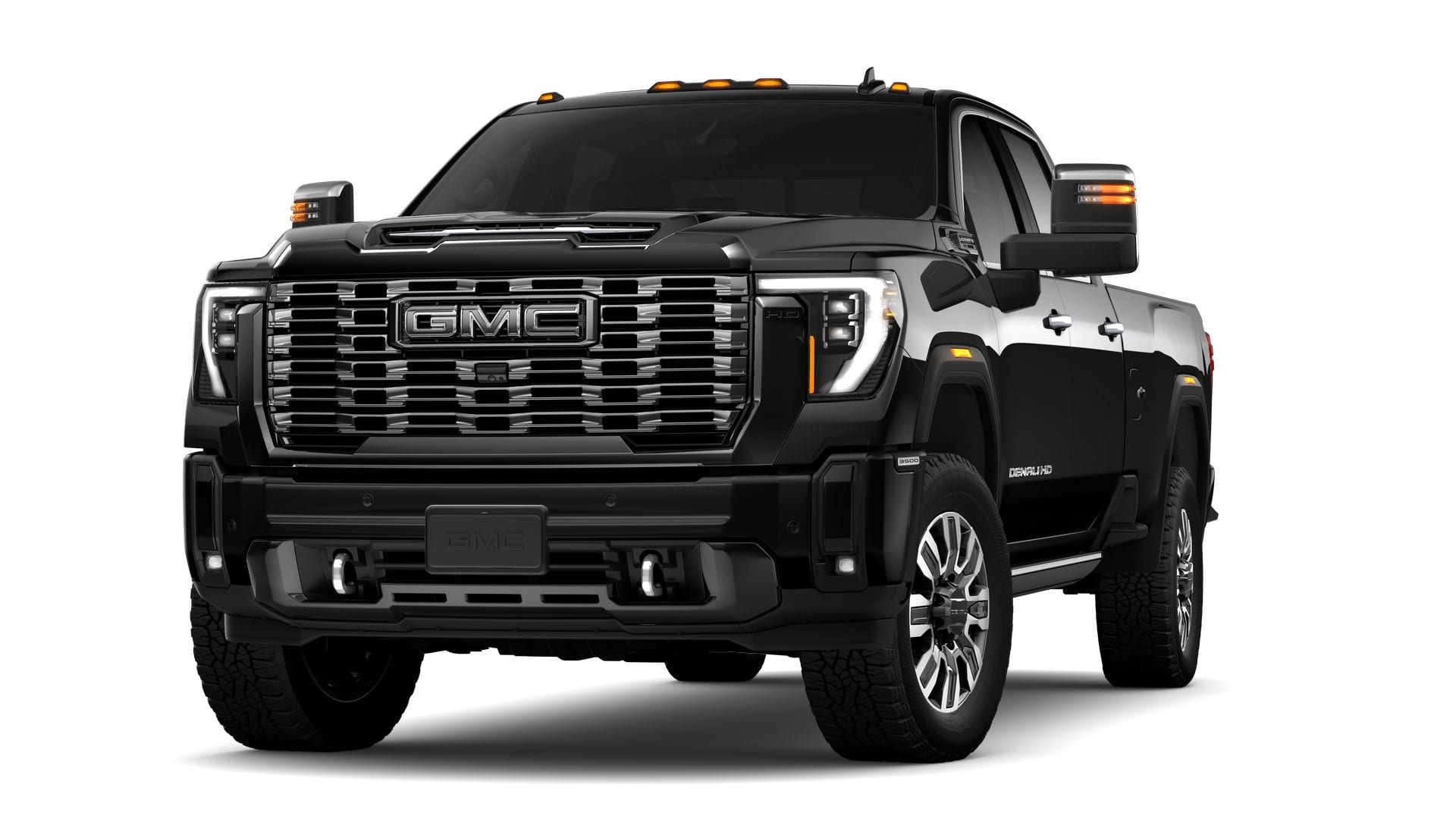 2026 GMC Sierra 3500 HD Denali Ultimate in Onyx Black — front three-quarter view