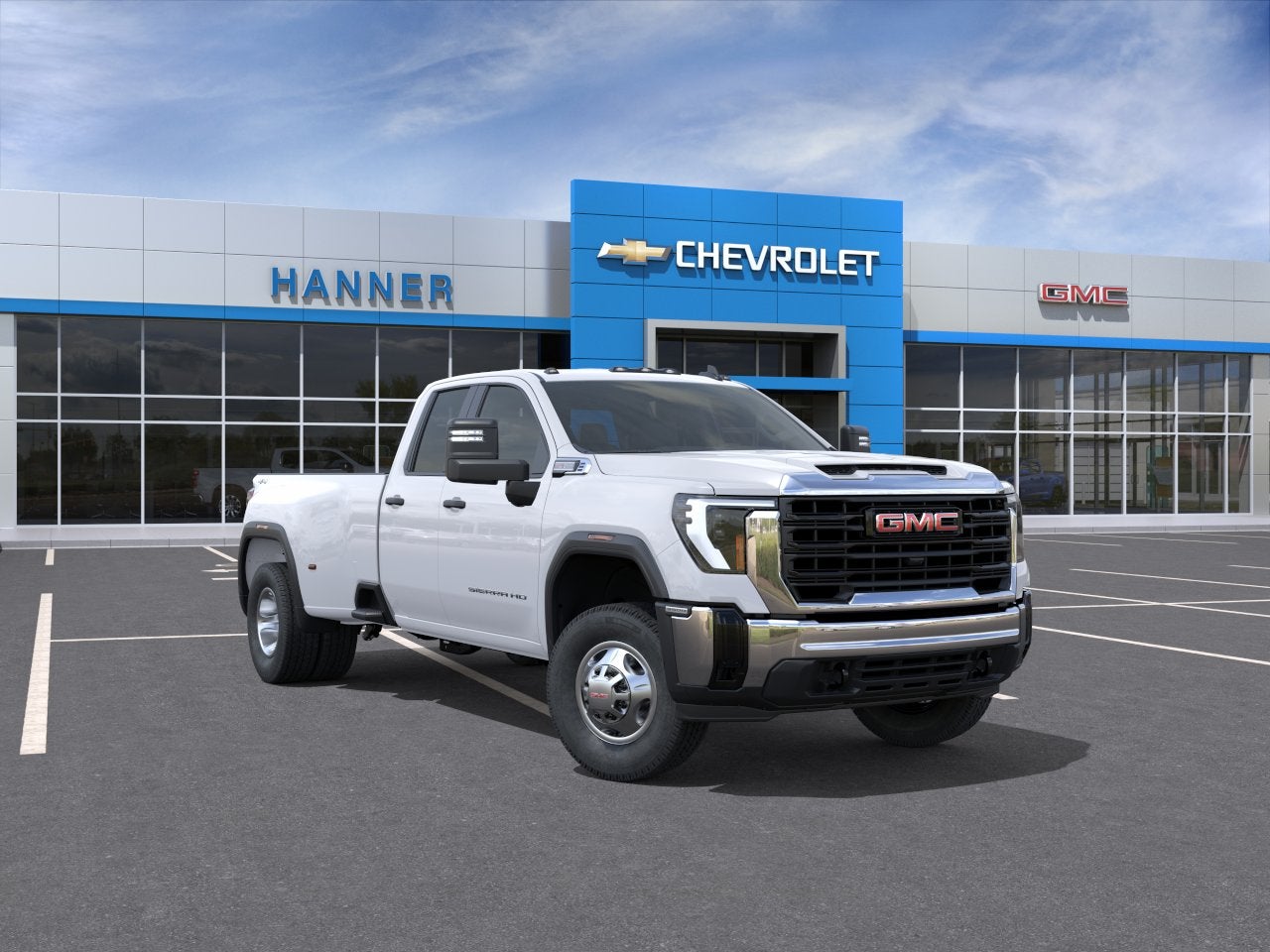 2026 GMC Sierra 3500 HD Pro DRW in Summit White — front three-quarter view