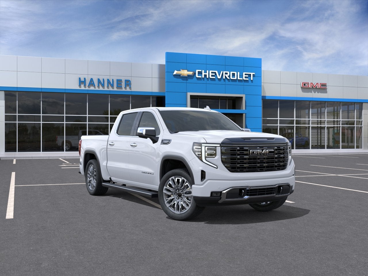 2026 GMC Sierra 1500 Denali Ultimate in Glacier White Tricoat — front three-quarter view