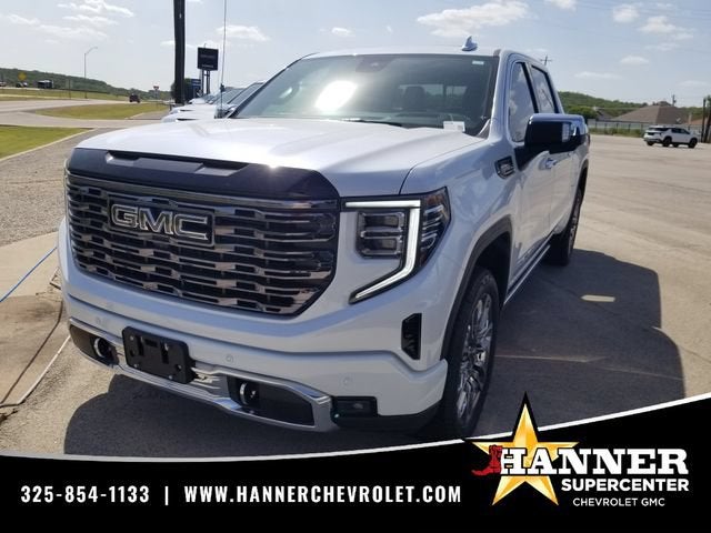 2026 GMC Sierra 1500 Denali Ultimate in Glacier White Tricoat — front three-quarter view