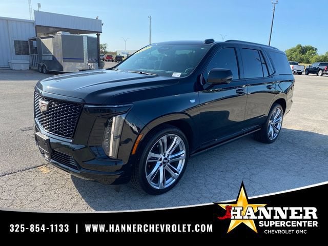 2025 Cadillac Escalade Sport in Black Raven — front three-quarter view