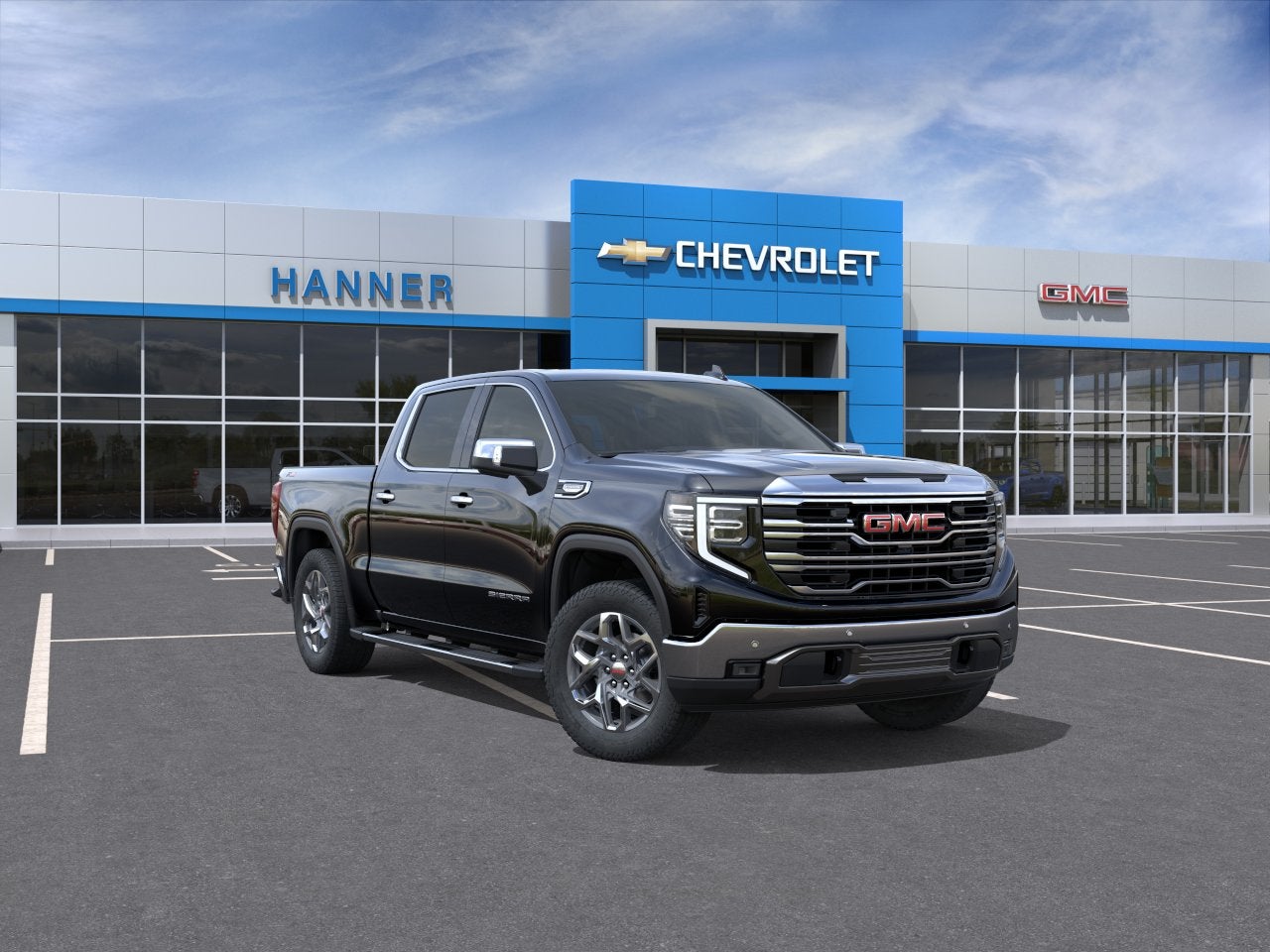 2026 GMC Sierra 1500 SLT in Onyx Black — front three-quarter view