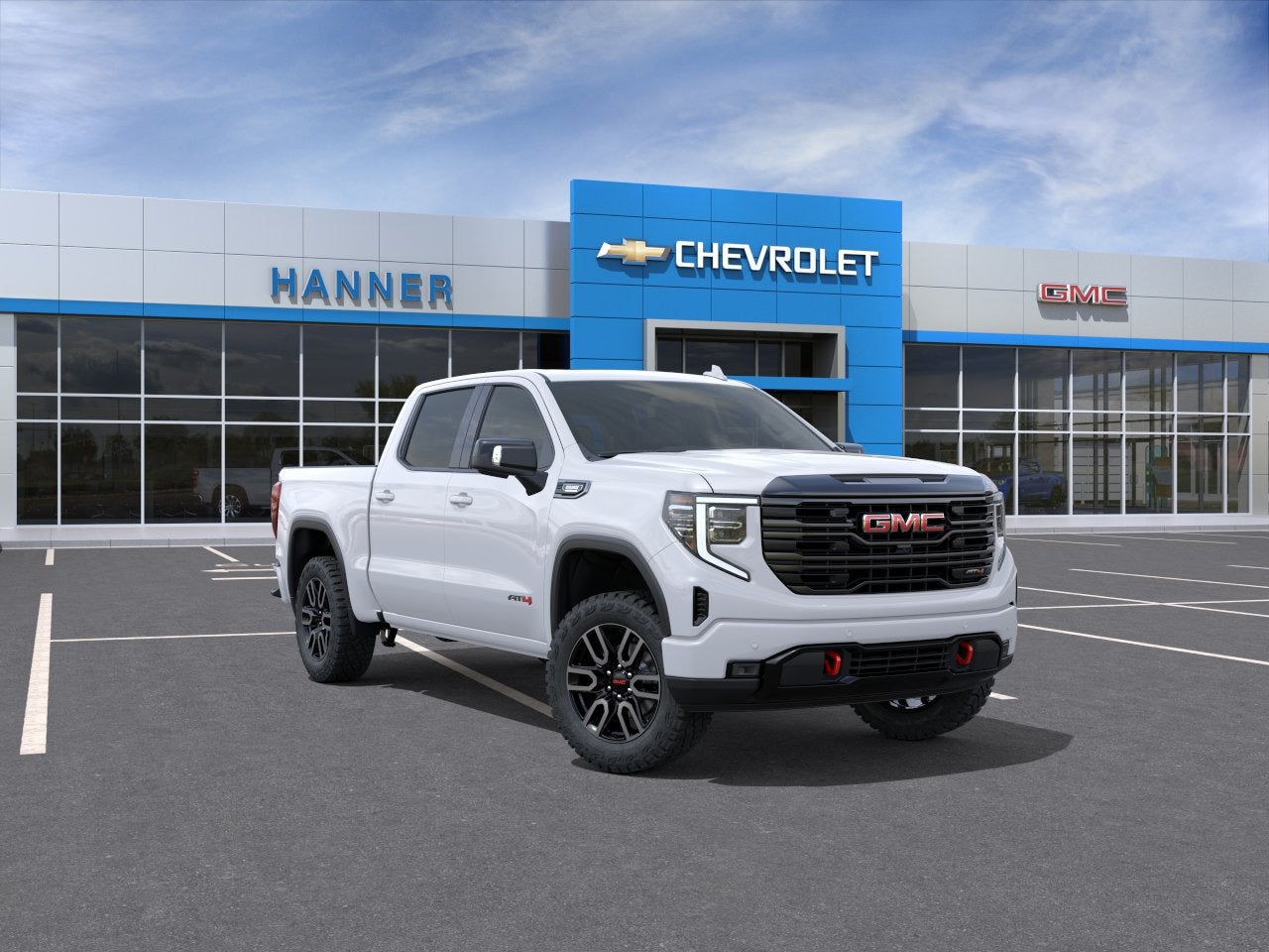 2026 GMC Sierra 1500 AT4 in Summit White — front three-quarter view