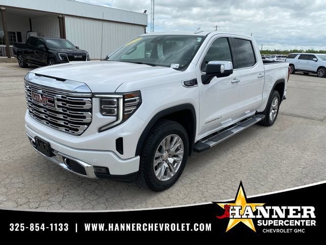 2024 GMC Sierra 1500 Denali in White Frost Tricoat — front three-quarter view