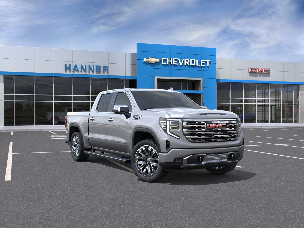 2026 GMC Sierra 1500 Denali in Sterling Metallic — front three-quarter view